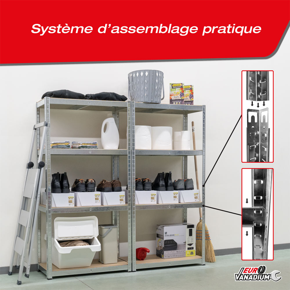 ÉTAGÈRE MÉTAL CHARGES LOURDES DOUBLE P. 40 CM (3)