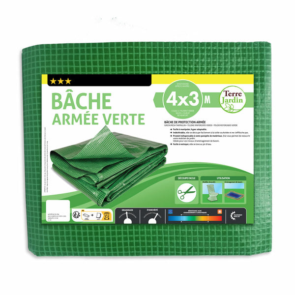 BÂCHE DE PROTECTION ARMÉE VERTE (6) & BÂCHE DE PROTECTION ARMÉE VERTE 4 X 10 M (1)