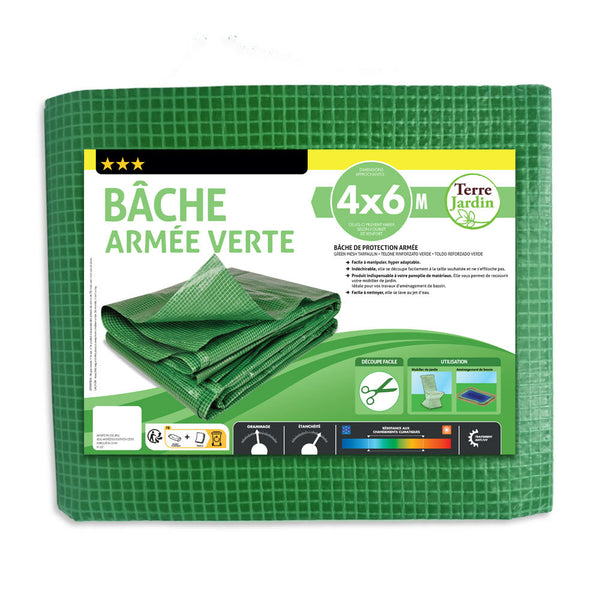 BÂCHE DE PROTECTION ARMÉE VERTE (5) & BÂCHE DE PROTECTION ARMÉE VERTE 4 X 6 M (1)