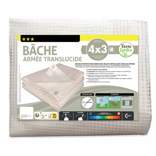 BÂCHE DE PROTECTION ARMÉE TRANSLUCIDE (6) & BÂCHE ARMÉE TRANSLUCIDE 4 X 3 M (2)