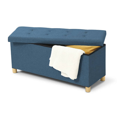 BANQUETTE COFFRE AVEC PIEDS & BANQUETTE COFFRE AVEC PIEDS BLEU CANARD 100 CM (2)