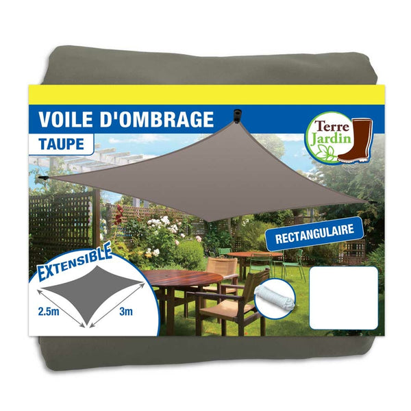 VOILE D'OMBRAGE EXTENSIBLE RECTANGULAIRE (7) & VOILE D'OMBRAGE EXTENSIBLE 2,5 X 3 M TAUPE